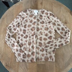Loft merino wool muted leopard cardigan